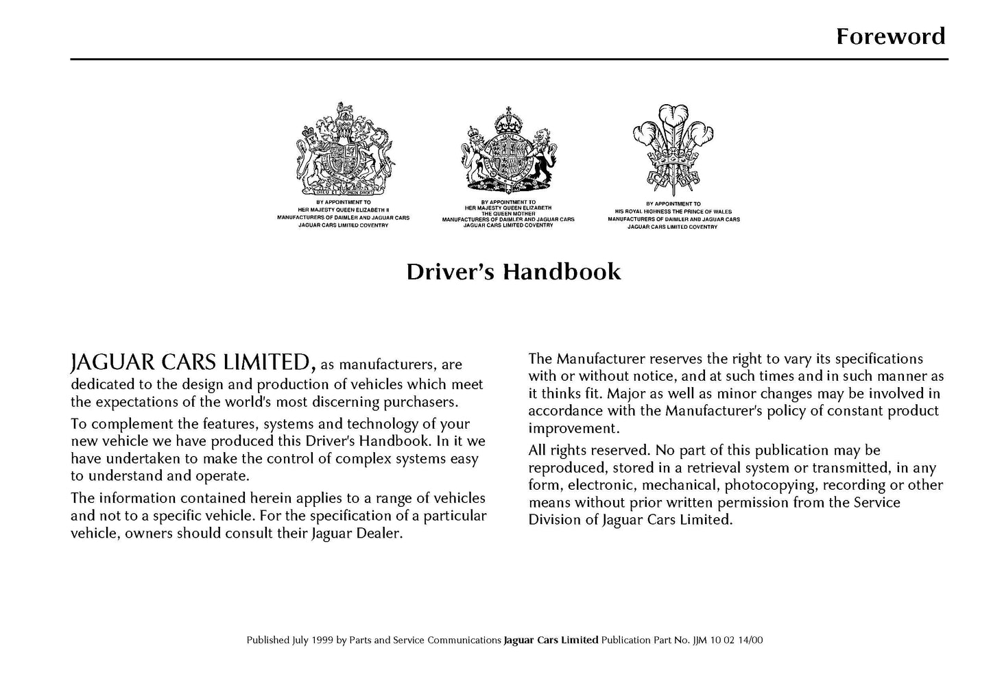 2000-2001 Jaguar XK Manuel du propriétaire | Anglais