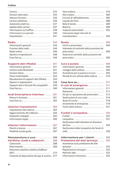 2018-2023 Audi Q3/Q3 Sportback/RS Q3/RS Q3 Sportback Owner's Manual | Italian