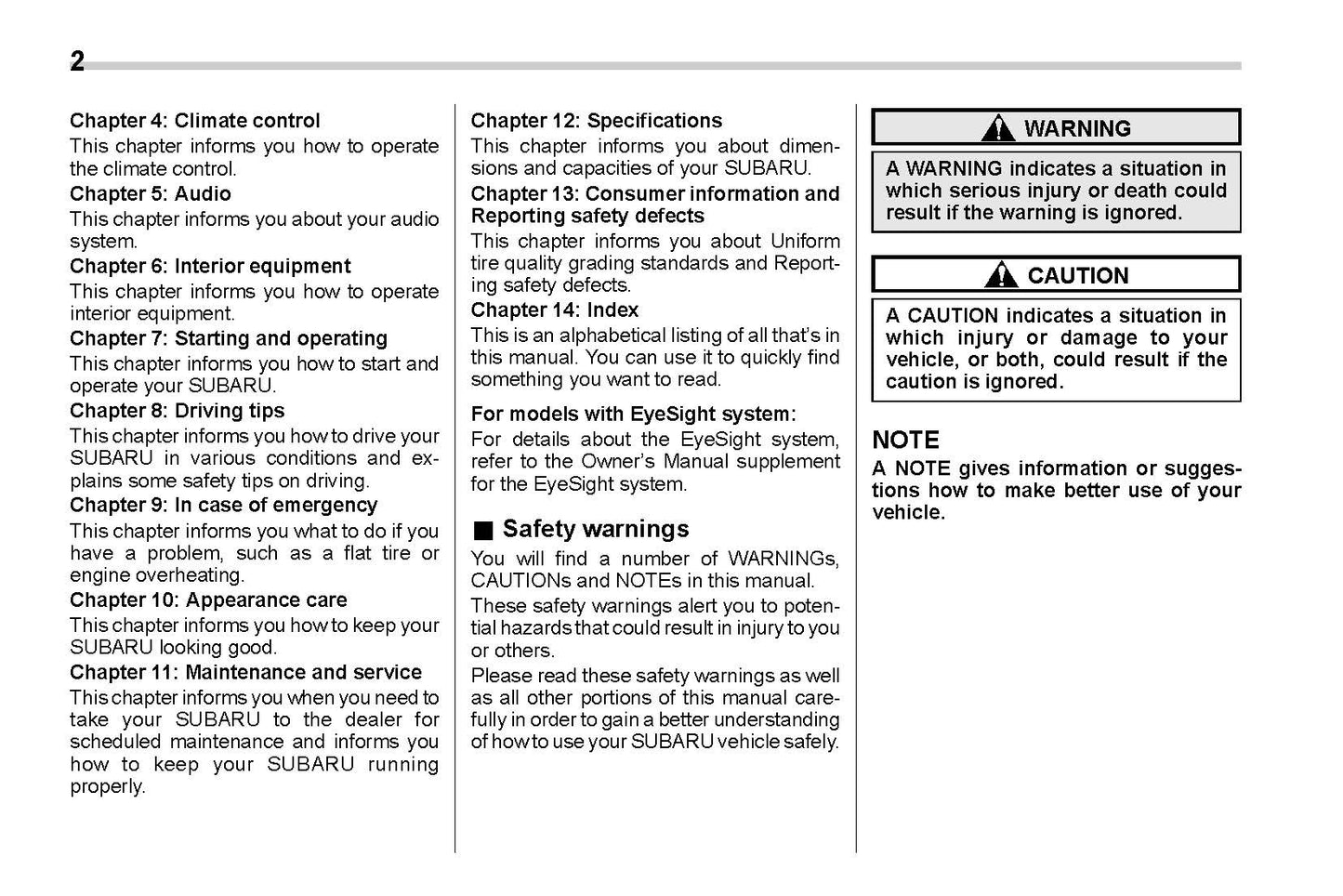 2020 Subaru Crosstrek Owner's Manual | English