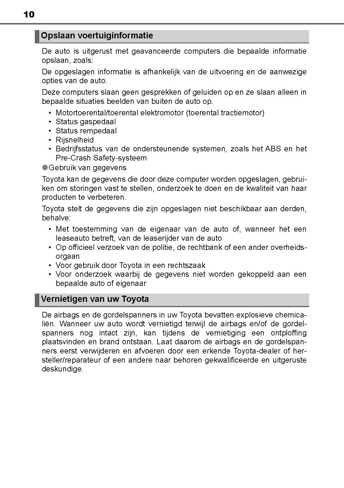 2019-2020 Toyota Yaris Hybrid Owner's Manual | Dutch