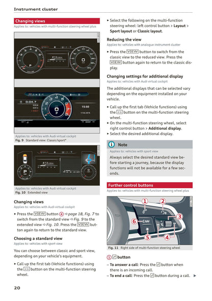 2017-2020 Audi A5 Bedienungsanleitung | Englisch