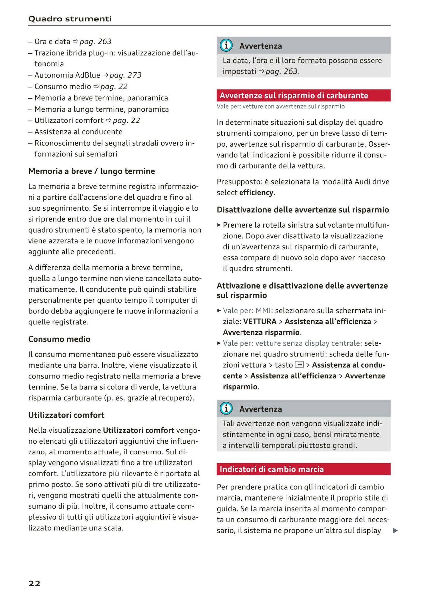 2018-2023 Audi Q3/Q3 Sportback/RS Q3/RS Q3 Sportback Owner's Manual | Italian