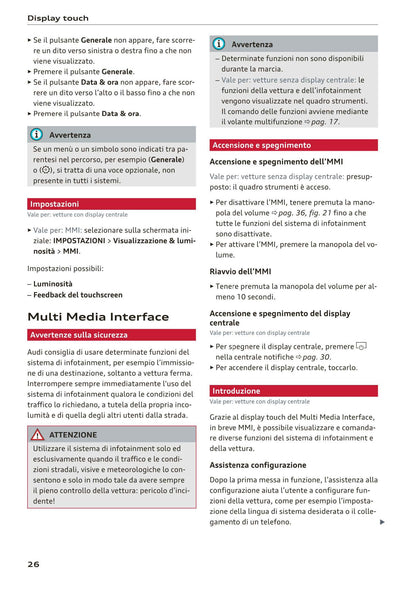 2018-2023 Audi Q3/Q3 Sportback/RS Q3/RS Q3 Sportback Owner's Manual | Italian