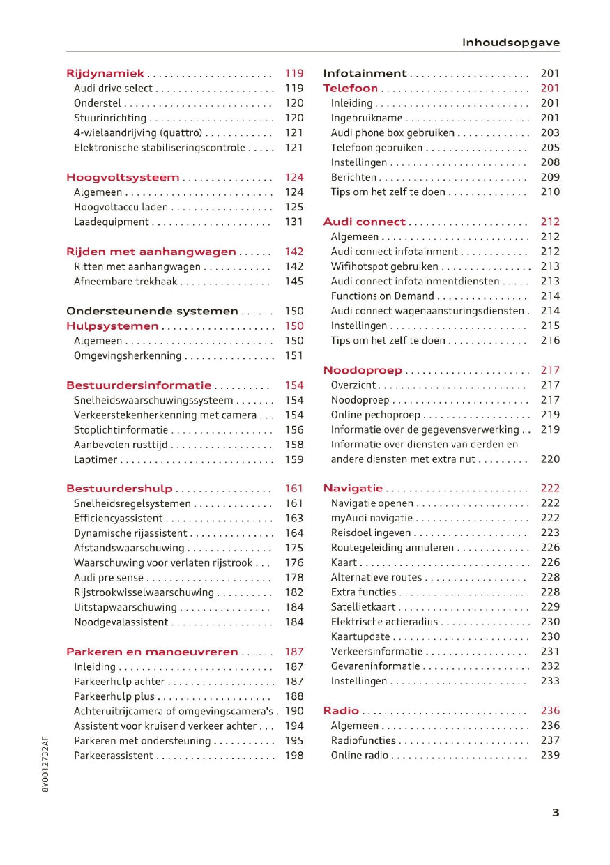 2020-2023 Audi A3 Owner's Manual | Dutch