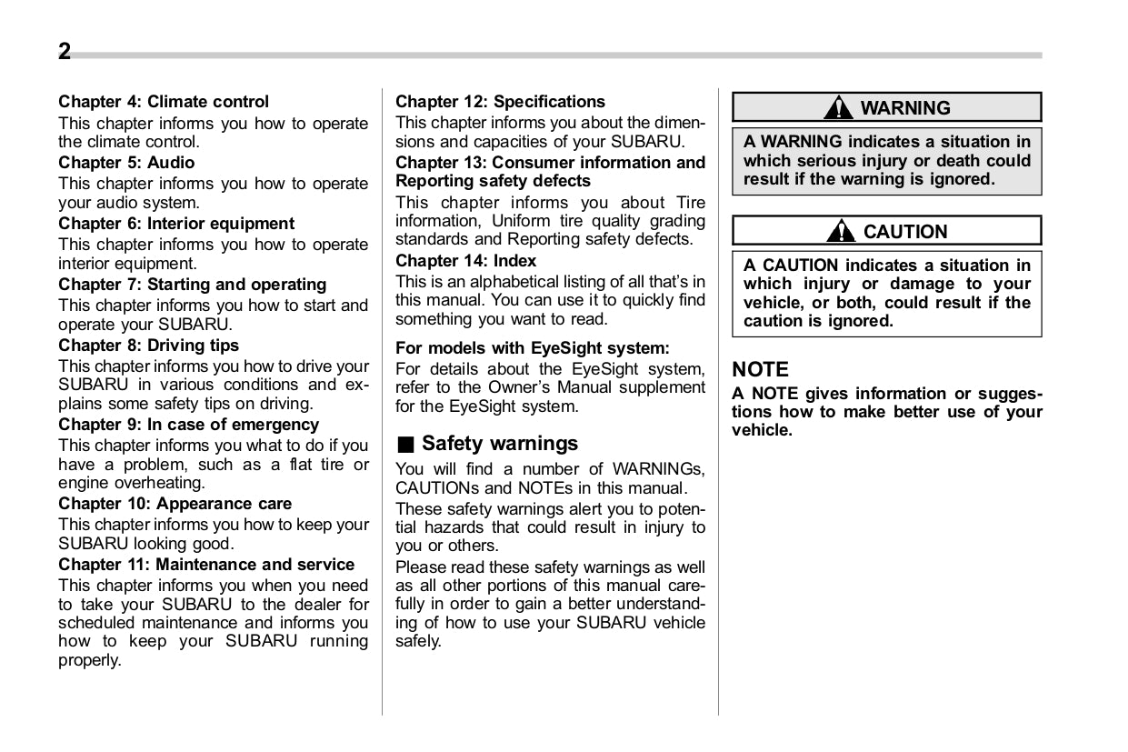 2017 Subaru Legacy/Outback Owner's Manual | English