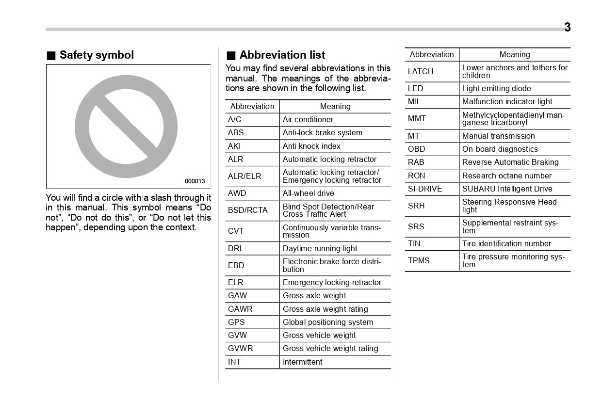 2020 Subaru Impreza Owner's Manual | English